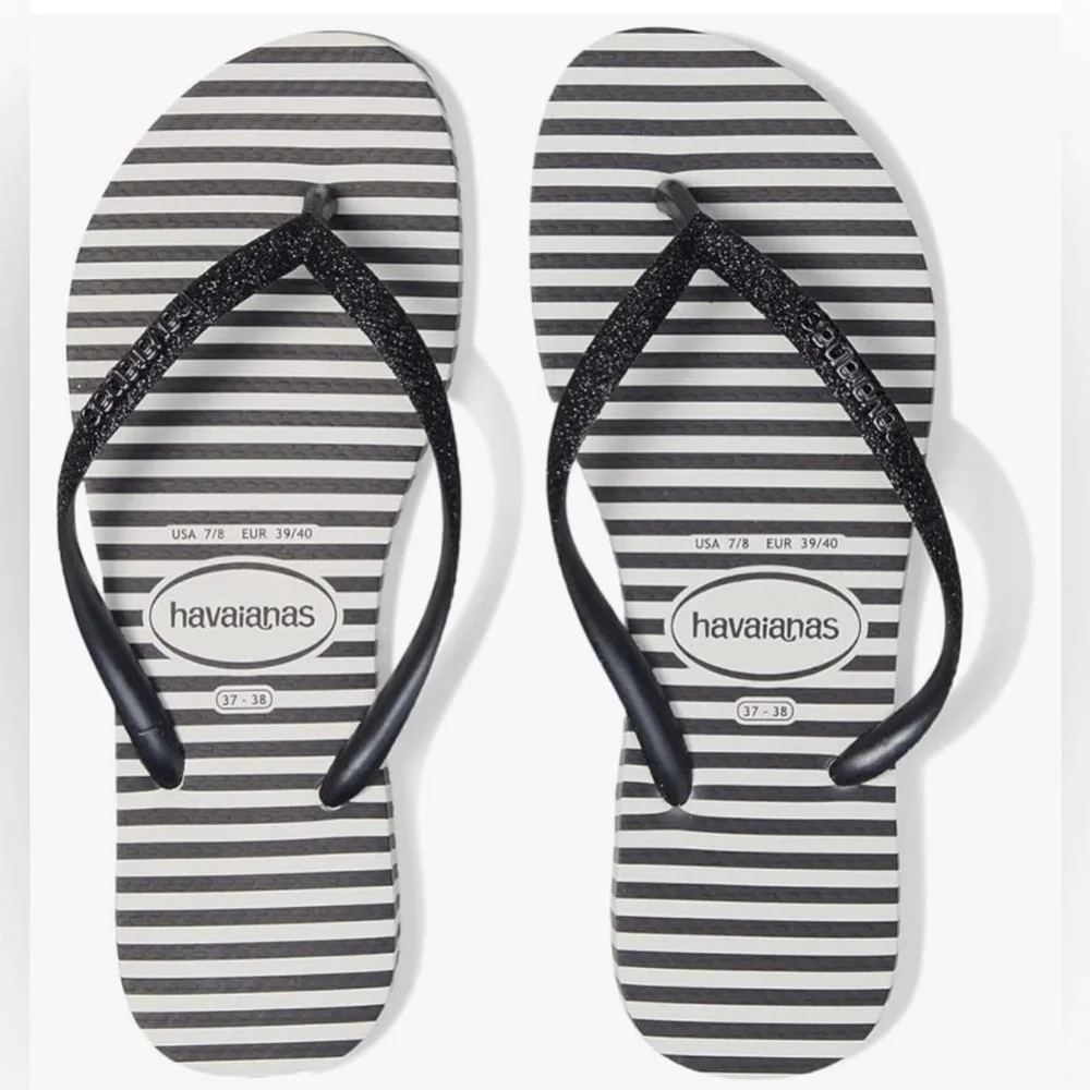 NEW! Havaianas Slim Glitter Stripes Flip Flop Sandal